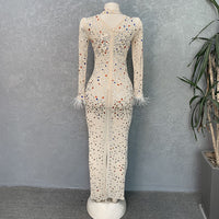 High-end Rhinestone Mesh Stretch European And American Slim Dress