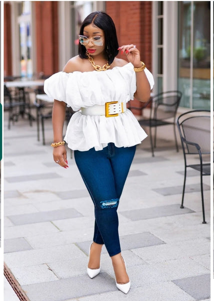 Sweet & Simple Short-Sleeve Top (Elastic Belt Included)